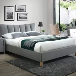 Garnero Arredamenti Letto 160x200cm matrimoniale imbottito Cabras Gihome® Grigio Clearance