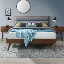 Garnero Arredamenti Letto 160x200cm matrimoniale in tessuto grigio noce Ebek Sale