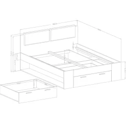 Garnero Arredamenti Letto 180x200cm matrimoniale oversize con cassettone pino bianco beige Cortina Bianco Frassinato Outlet