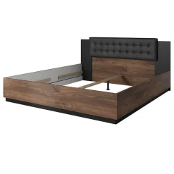 Garnero Arredamenti Letto 180x200cm matrimoniale oversize quercia scuro nero Vulcano Noce