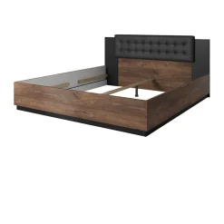 Garnero Arredamenti Letto 160x200cm matrimoniale quercia scuro nero Vulcano Noce Discount