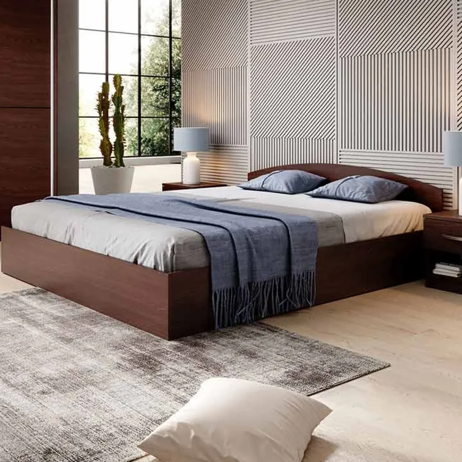 Garnero Arredamenti Letto 160x200cm matrimoniale standard Roma-Sorrento Wengè Hot