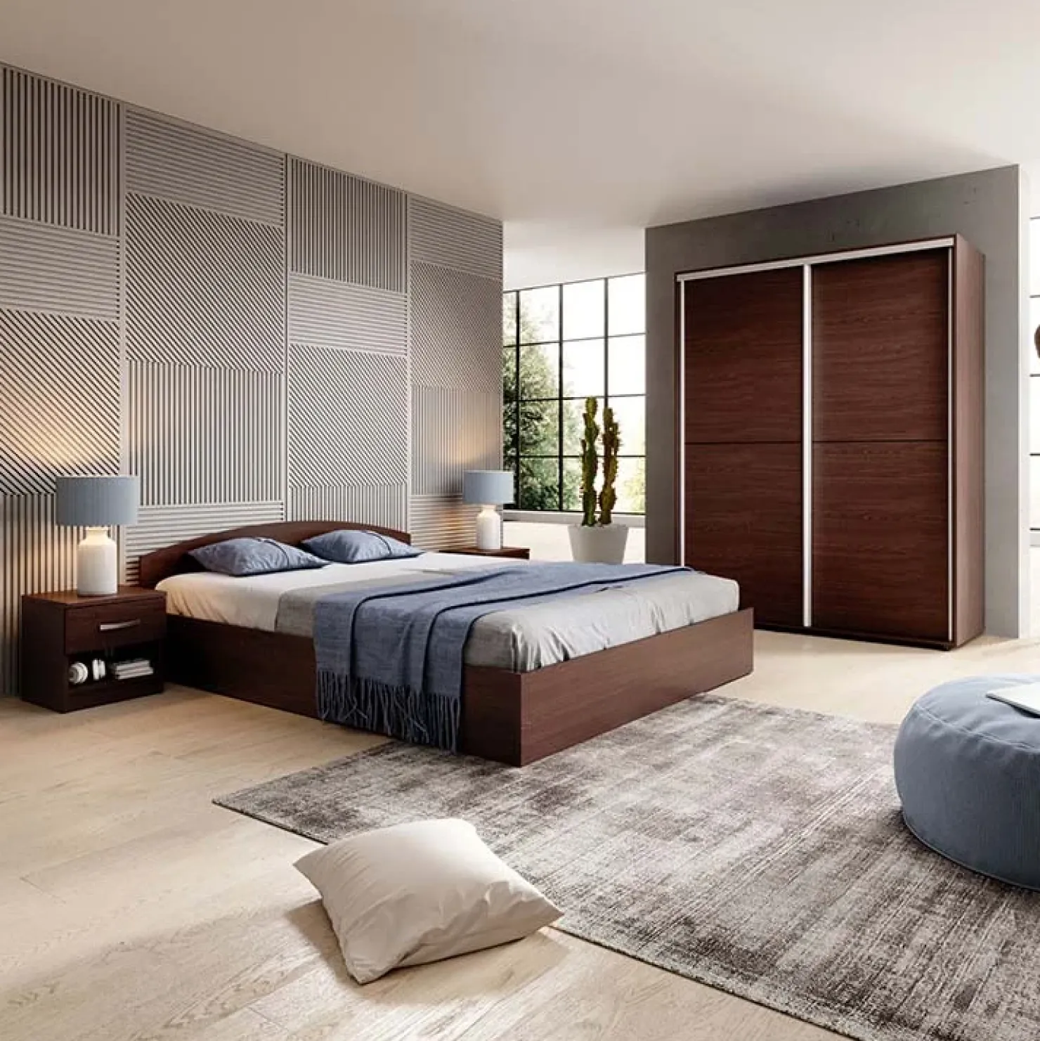 Garnero Arredamenti Letto 160x200cm matrimoniale standard Roma-Sorrento Wengè Hot