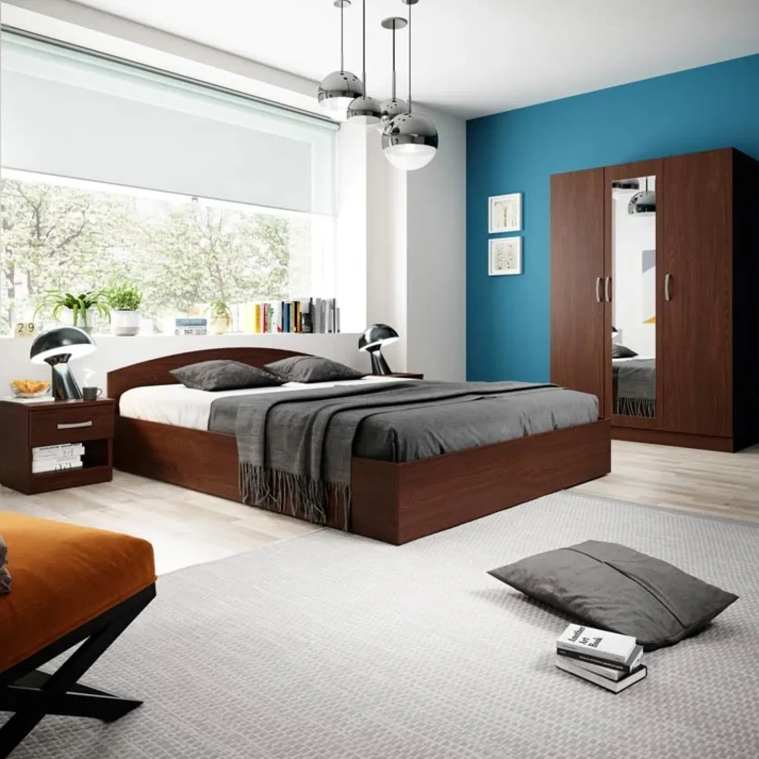 Garnero Arredamenti Letto 160x200cm matrimoniale standard Roma-Sorrento Wengè Hot