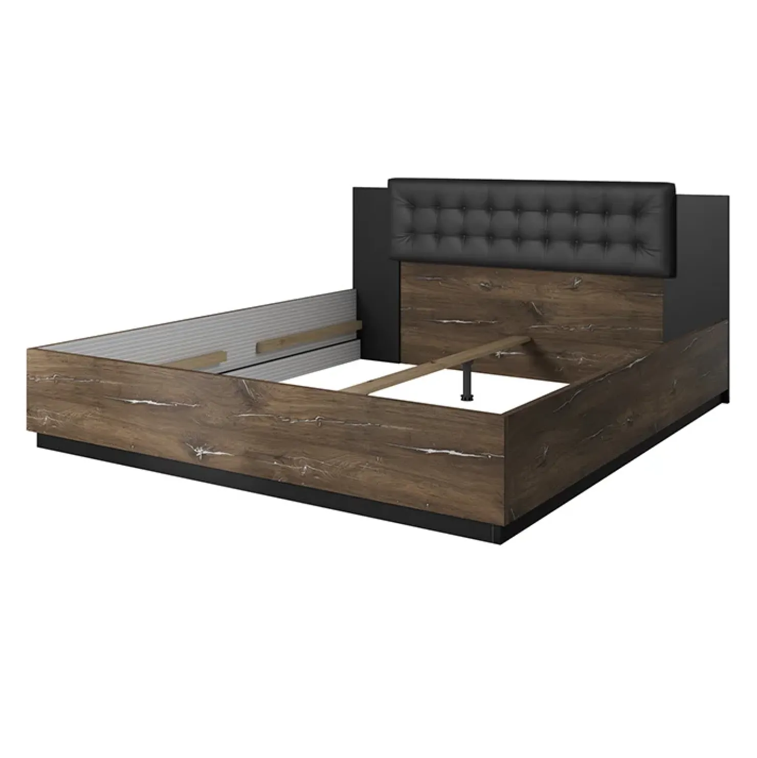 Garnero Arredamenti Letto 180x200cm oversize matrimoniale rovere scuro nero Vulcano Rovere Rustico Discount