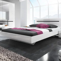 Garnero Arredamenti Letto 180x200cm oversize matrimoniale bianco lucido Dubai Gihome® Discount