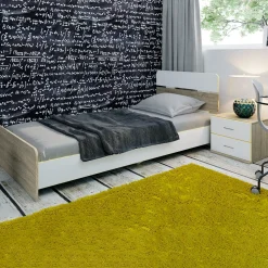Garnero Arredamenti Letto 90x200cm singolo contenitore con comodino rovere bianco giallo Pietro Gihome® Hot