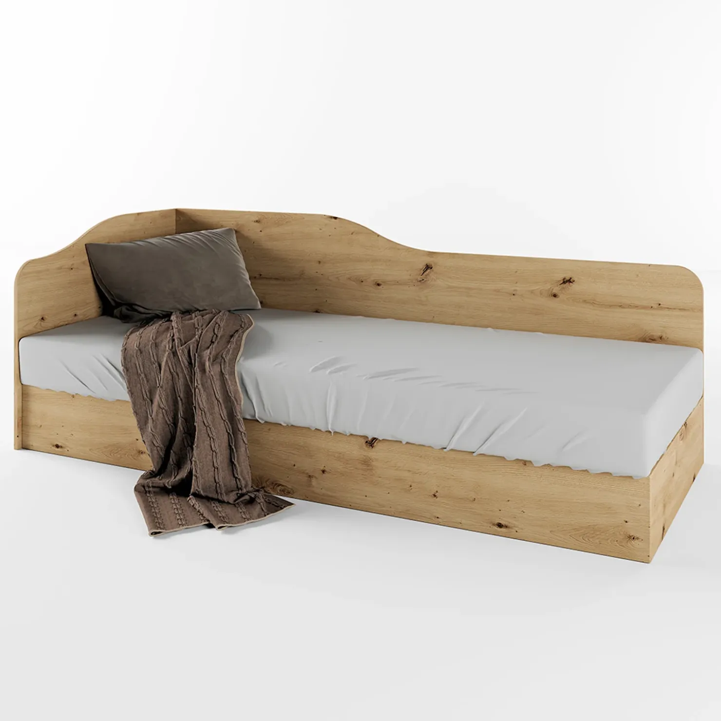 Garnero Arredamenti Letto 82x190cm singolo contenitore Alex Gihome® Rovere Rustico