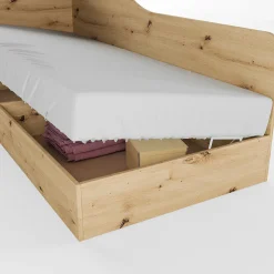 Garnero Arredamenti Letto 82x190cm singolo contenitore Alex Gihome® Rovere Rustico