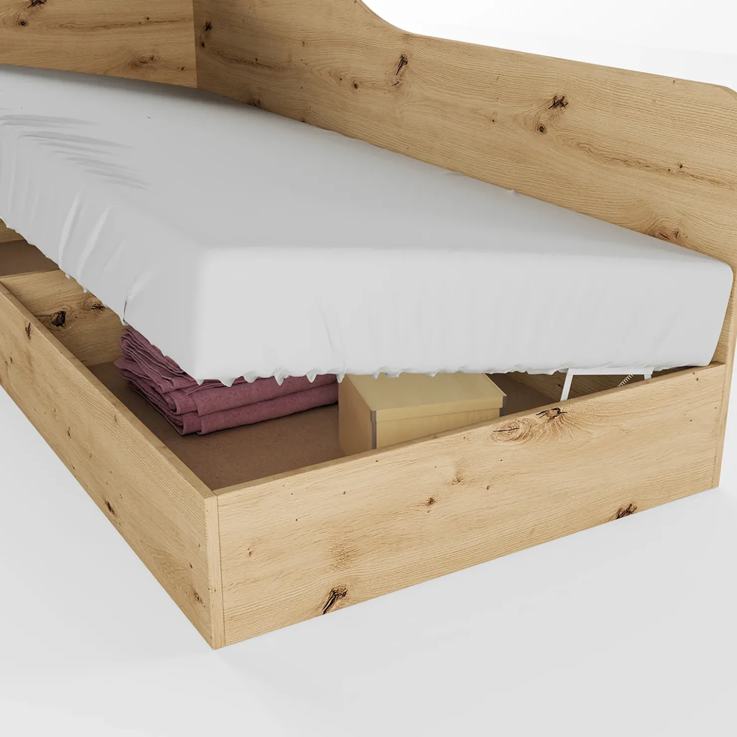 Garnero Arredamenti Letto 82x190cm singolo contenitore Alex Gihome® Rovere Rustico