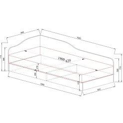 Garnero Arredamenti Letto 82x190cm singolo contenitore Alex Gihome® Rovere Rustico