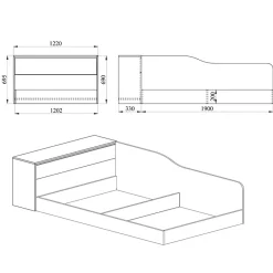 Garnero Arredamenti Letto 120x190cm una piazza e mezza contenitore con comò sonoma Joel Rovere Outlet