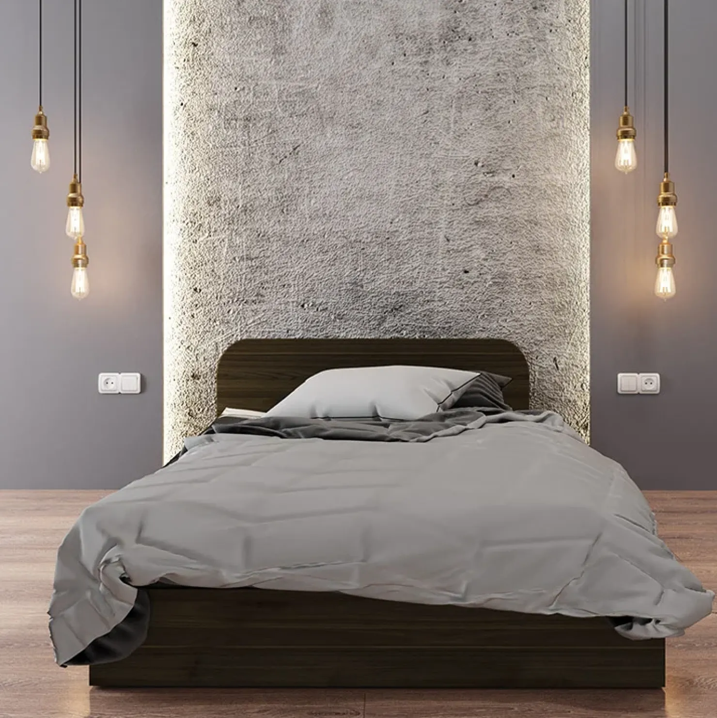 Garnero Arredamenti Letto 120x190cm una piazza e mezza contenitore Carducci Noce Clearance