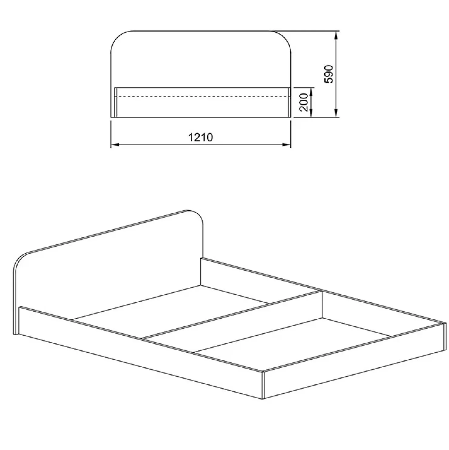 Garnero Arredamenti Letto 120x190cm una piazza e mezza contenitore Carducci Noce Clearance