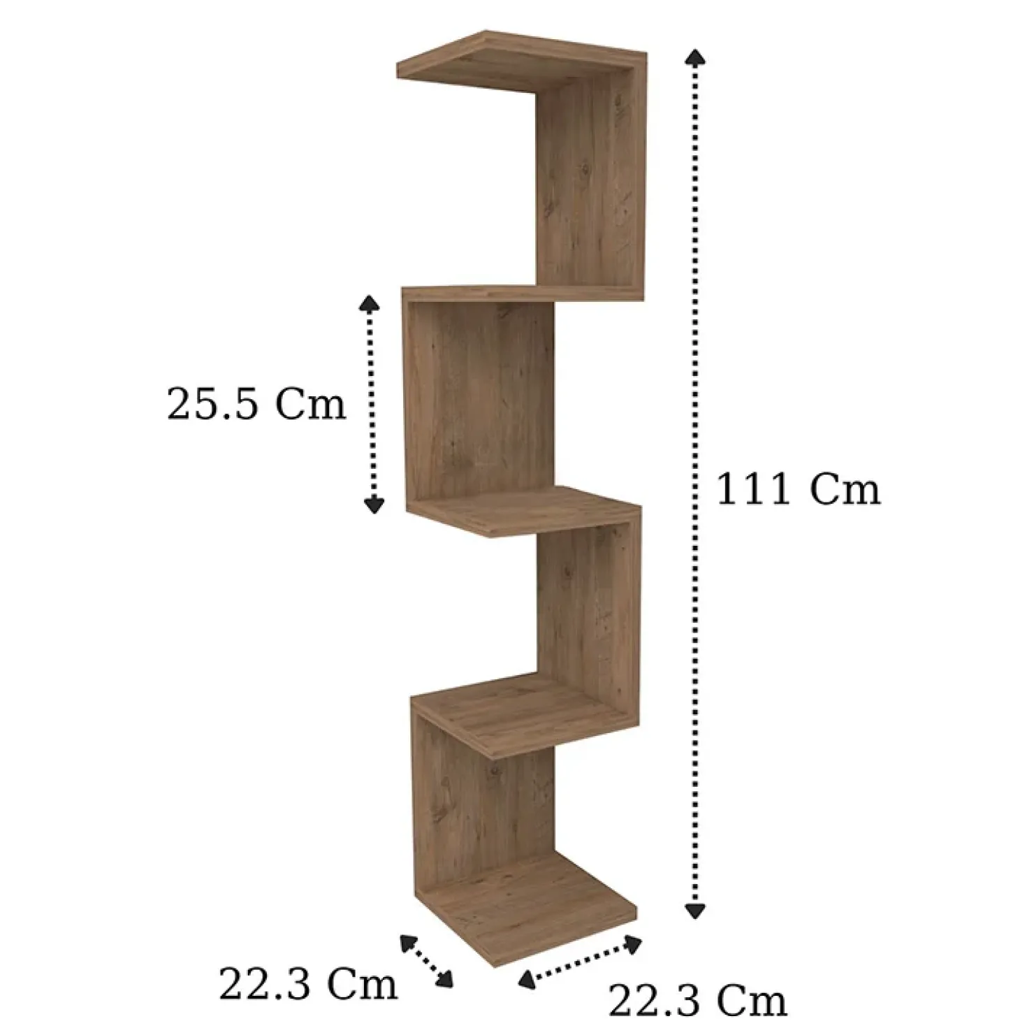 Garnero Arredamenti Libreria angolare da parete 22x111h cm con ripiani Reale Rovere Sale