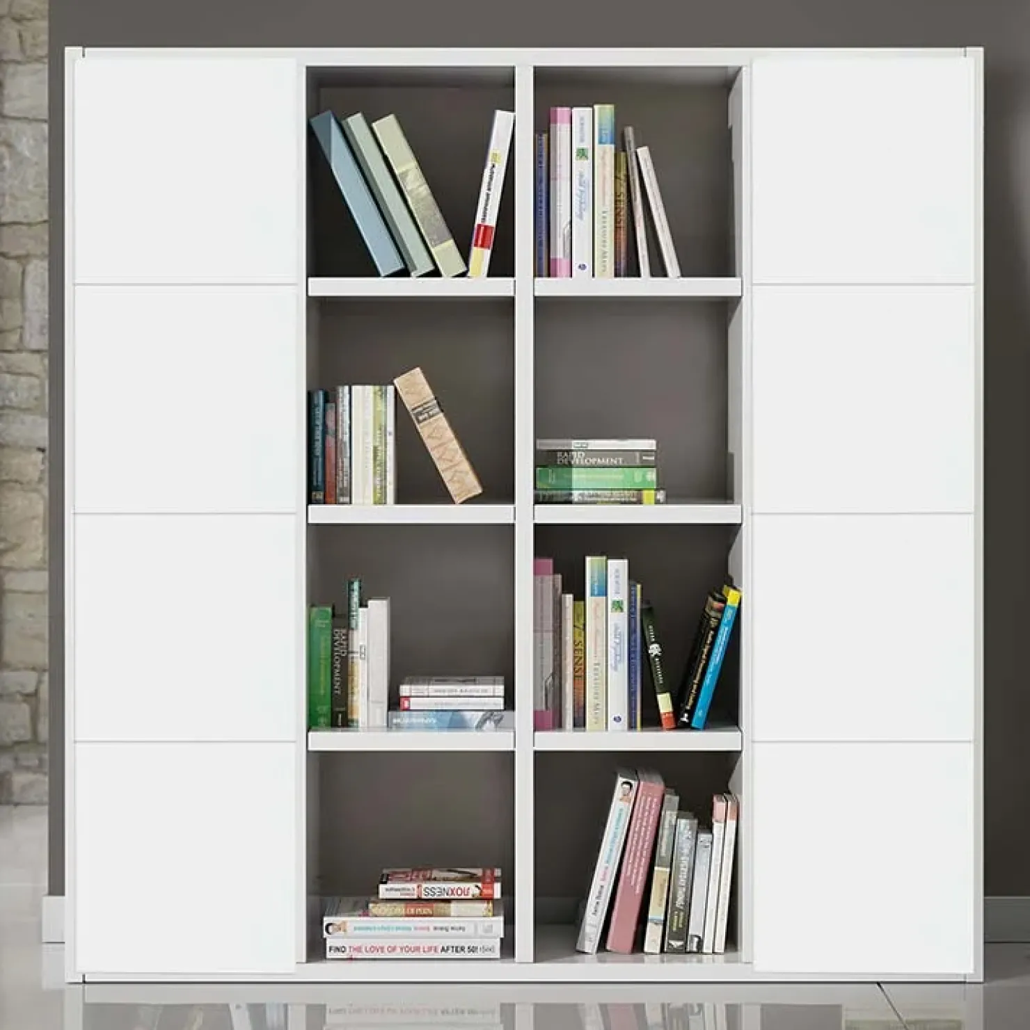 Garnero Arredamenti Libreria componibile 175x175h cm moderna bianco frassinato Kubic 07 Discount