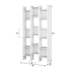 Garnero Arredamenti Libreria da parete scaffale 96x192h cm moderna bianco opaco Jasmine