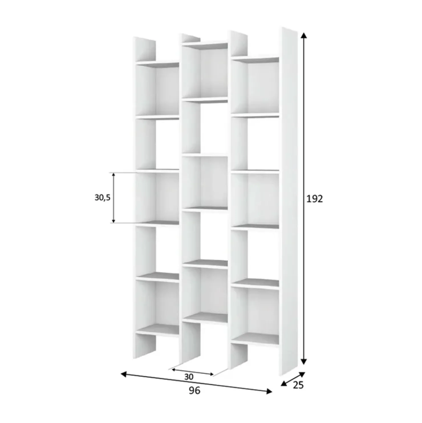 Garnero Arredamenti Libreria da parete scaffale 96x192h cm moderna bianco opaco Jasmine
