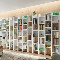 Garnero Arredamenti Libreria da parete scaffale 384x192h cm moderna bianco opaco Jasmine Hot