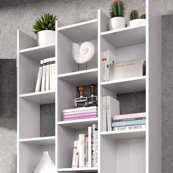 Garnero Arredamenti Libreria da parete scaffale 384x192h cm moderna bianco opaco Jasmine Hot