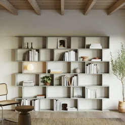 Garnero Arredamenti Libreria da parete 240x192h cm moderna design Amira 3 Cemento Best