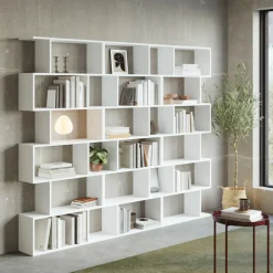 Garnero Arredamenti Libreria da parete 240x192h cm moderna soggiorno Amira 3 Bianco Opaco Sale