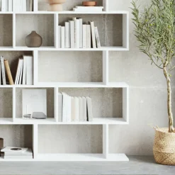 Garnero Arredamenti Libreria da parete 240x192h cm moderna soggiorno Amira 3 Bianco Opaco Sale