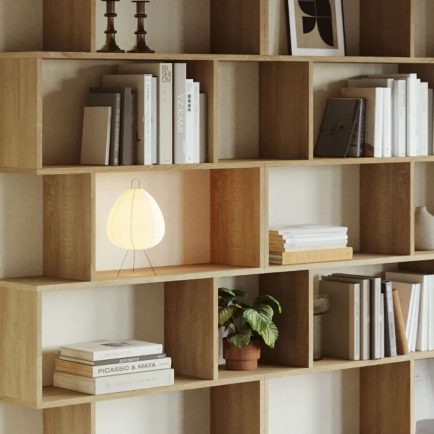 Garnero Arredamenti Libreria da parete 240x192h cm moderna soggiorno chiaro Amira 3 Rovere Online