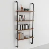 Garnero Arredamenti Libreria da parete 64x150h cm con ripiani industrial noce metallo nero Bering Online