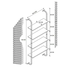 Garnero Arredamenti Libreria da parete 64x150h cm con ripiani industrial noce metallo nero Bering Online