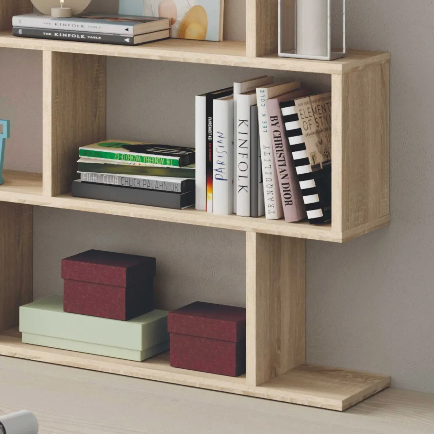 Garnero Arredamenti Libreria da parete 320x192h cm moderna soggiorno chiaro Amira Rovere Best