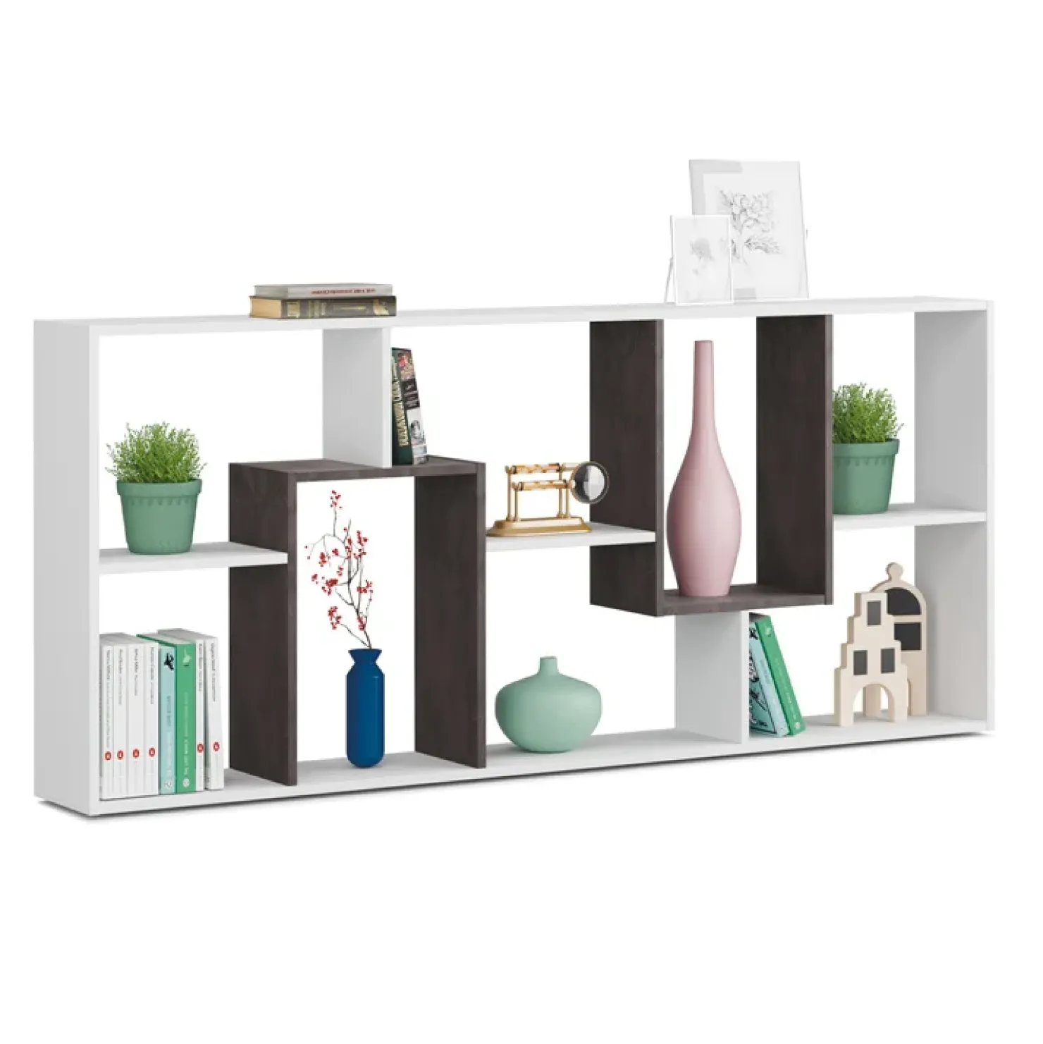 Garnero Arredamenti Libreria orizzontale 180x80h cm moderna bianco opaco ossido Texas Online