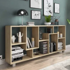 Garnero Arredamenti Libreria orizzontale 156x74h cm moderna soggiorno multiposizione Eliza Rovere Discount