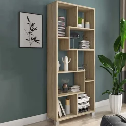 Garnero Arredamenti Libreria orizzontale 156x74h cm moderna soggiorno multiposizione Eliza Rovere Discount