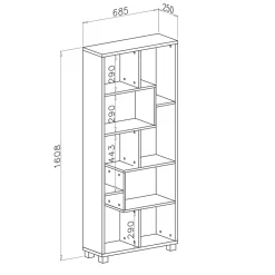 Garnero Arredamenti Libreria orizzontale 156x74h cm moderna soggiorno multiposizione Eliza Cemento Online