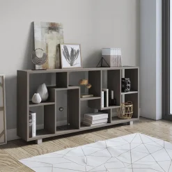 Garnero Arredamenti Libreria orizzontale 156x74h cm moderna soggiorno multiposizione Eliza Grigio Outlet