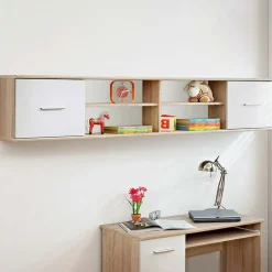 Garnero Arredamenti Libreria sospesa 204x39h cm moderna quercia sonoma bianco opaco Ciak Outlet
