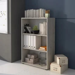 Garnero Arredamenti Libreria ufficio 79x118h cm due ripiani moderna Woody Cemento Hot