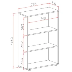 Garnero Arredamenti Libreria ufficio 79x118h cm due ripiani moderna Woody Cemento Hot
