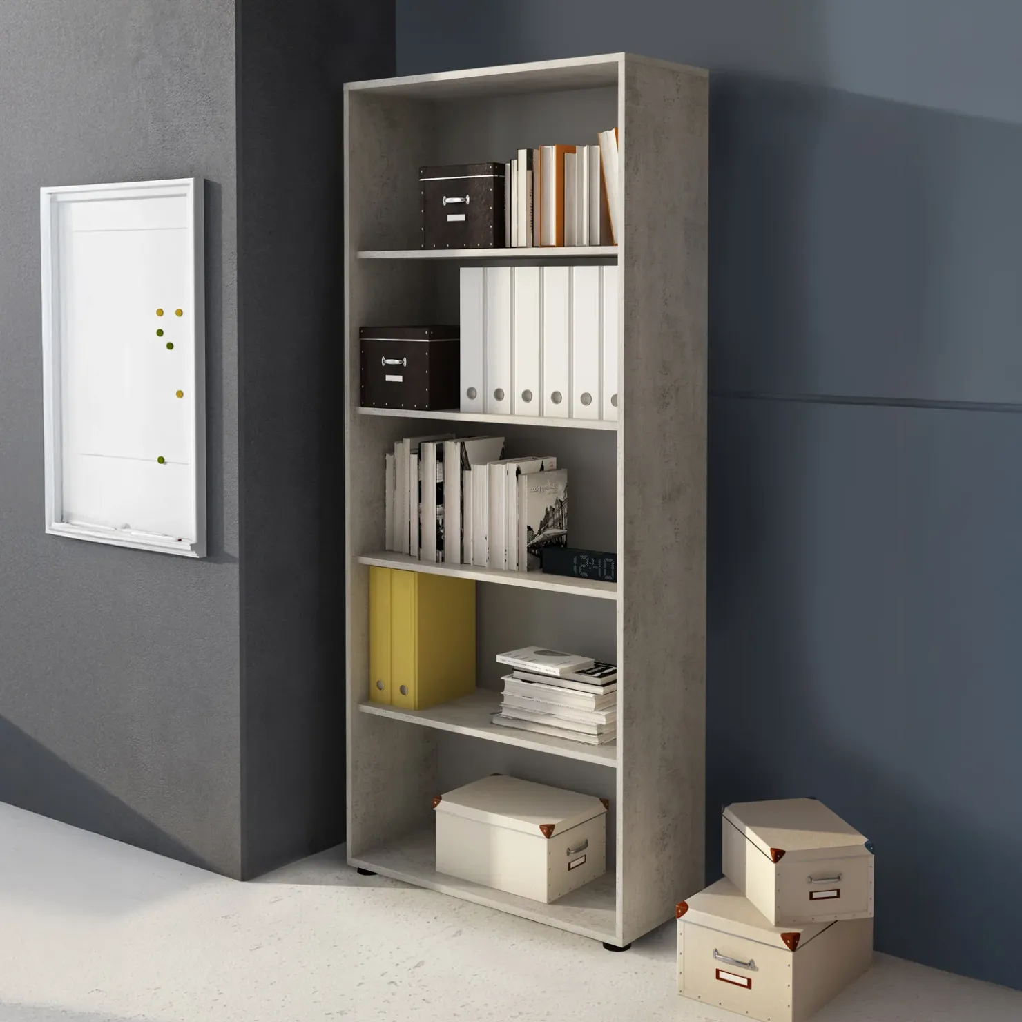 Garnero Arredamenti Libreria ufficio 79x188h cm moderna Woody Cemento