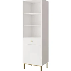 Garnero Arredamenti Libreria 54x180h cm 1 anta 1 cassetto 3 vani Giuggiola Bianco Opaco