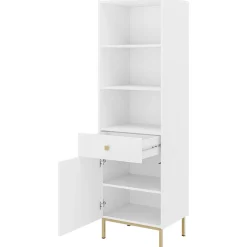 Garnero Arredamenti Libreria 54x180h cm 1 anta 1 cassetto 3 vani Giuggiola Bianco Opaco