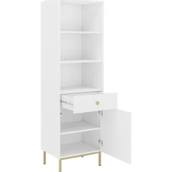 Garnero Arredamenti Libreria 54x180h cm 1 anta 1 cassetto 3 vani Giuggiola Bianco Opaco