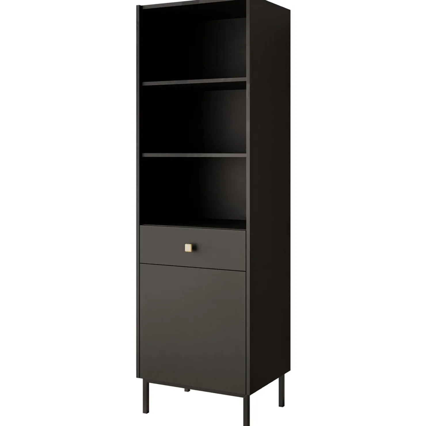 Garnero Arredamenti Libreria 54x180h cm 1 anta 1 cassetto 3 vani Giuggiola Nero Opaco Best