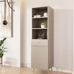 Garnero Arredamenti Libreria 50x177h cm 1 anta 3 vani 1 cassetto con frontali decorati Simona Beige Online