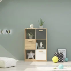 Garnero Arredamenti Libreria 80x120h cm 3 ante cameretta rovere antracite bianco Chiaretto Sale