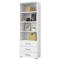 Garnero Arredamenti Libreria 63x190h cm 3 cassetti design moderno bianco Pastello Discount