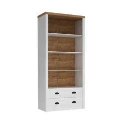 Garnero Arredamenti Libreria 90x198h cm 4 ripiani 2 cassetti bianco frassinato rovere Provenza Best