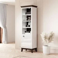 Garnero Arredamenti Libreria 66x207h cm 4 ripiani moderna bianco lucido rovere scuro Umag Bianco Lucido - Wengè Best