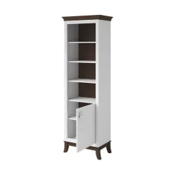Garnero Arredamenti Libreria 66x207h cm 4  ripiani moderna bianco lucido rovere scuro Umag Bianco Lucido - Wengè Best